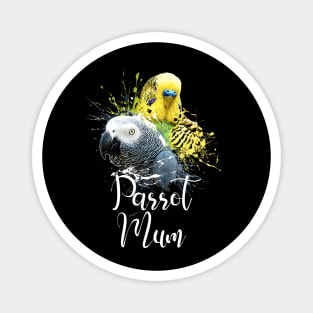 Parrot Mom Color Splatter Budgie and Grey Parrot Black Magnet